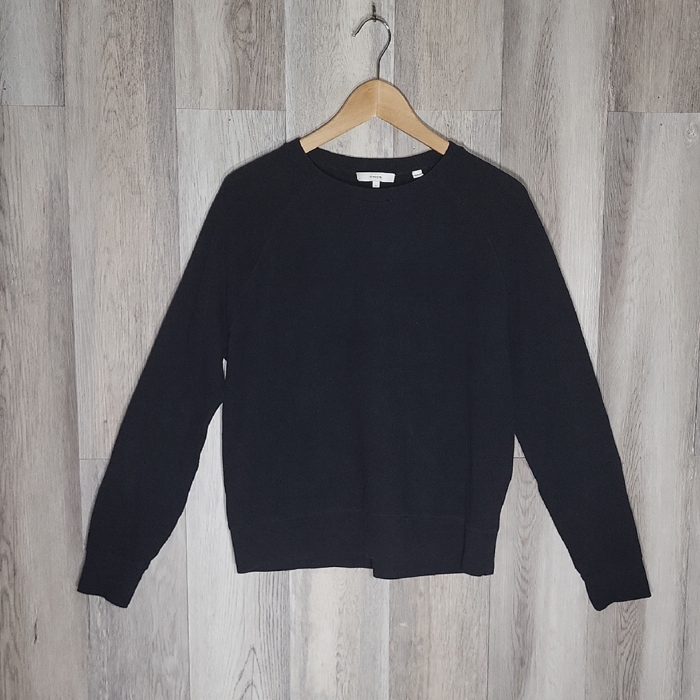Vince. Womens L Crew Neck Top Sweatshirt Lightweight Oversized‎ Black Capsule